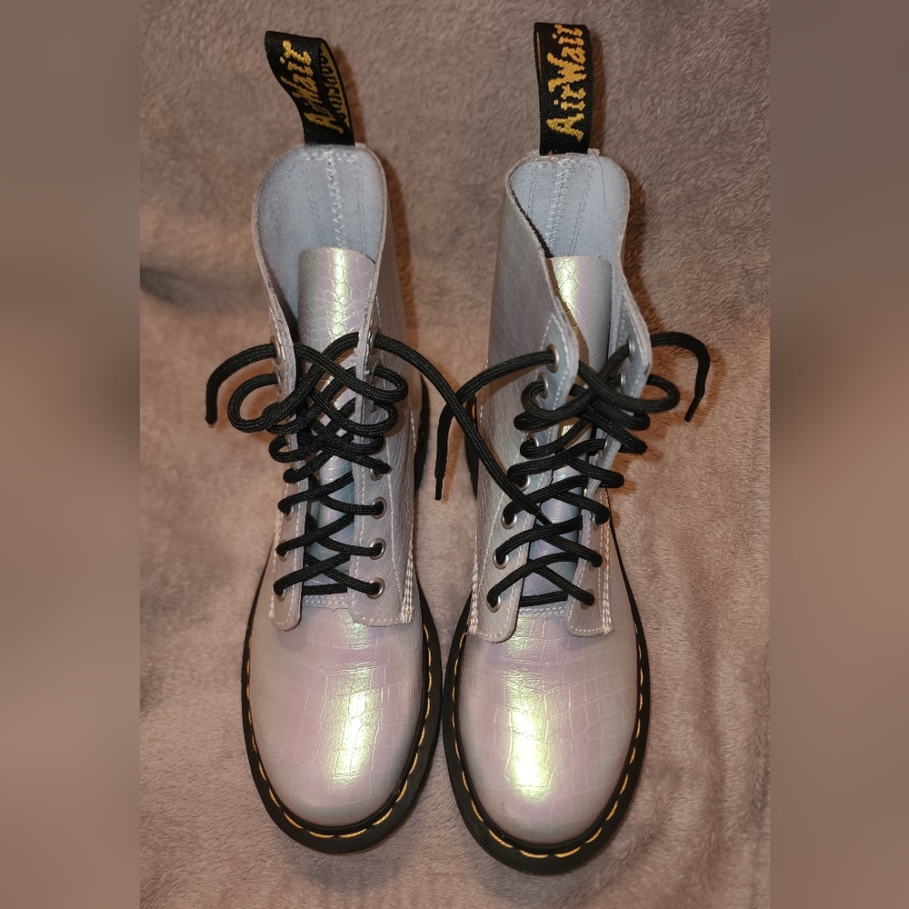 New Iridescent Croc Doc Dr. Martens Combat Boots Size Euro 38/7